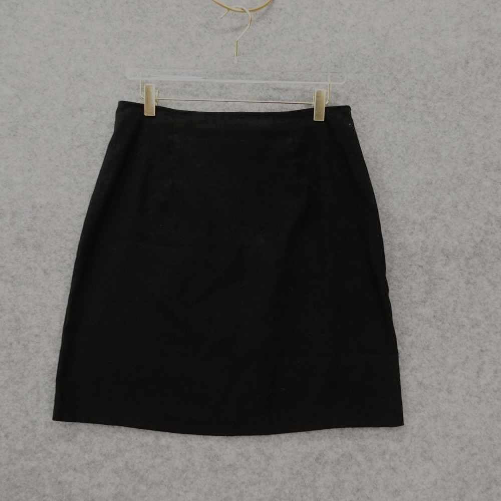 Vintage Black Mini Skirt Womens SMALL A Line Stretch Twill Career 90s Y2K 29x19